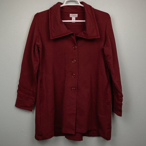 Soft Surrounding Rachel maroon button down jacket-1X - Picture 1 of 6